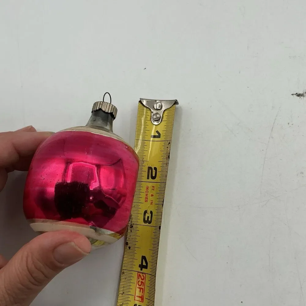 Vintage Shiny Brite Mercury Glass Reflector Christmas Ornament Pink Silver 3”